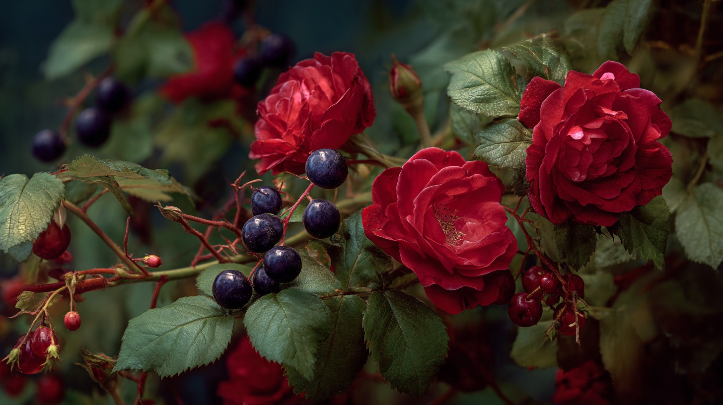 Baies: berries and rose